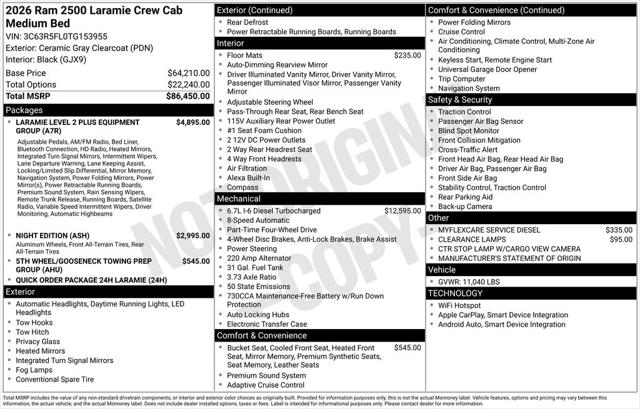 2026 RAM Ram 2500 RAM 2500 LARAMIE CREW CAB 4X4 64 BOX 2026 RAM Ram 2500 RAM 2500 LARAMIE CREW CAB 4X4 64 BOX