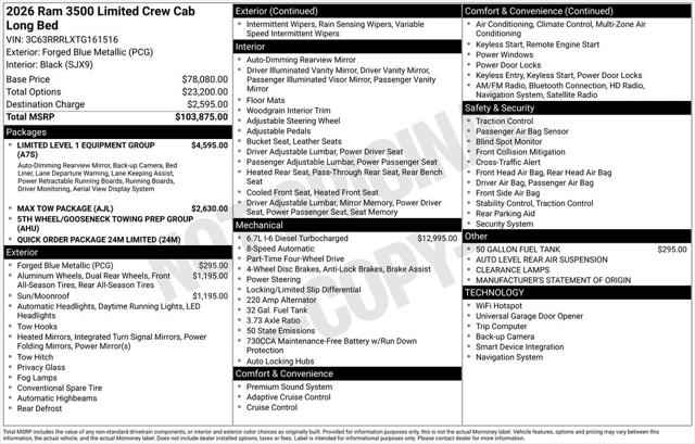 2026 RAM Ram 3500 RAM 3500 LIMITED CREW CAB 4X4 8 BOX 2026 RAM Ram 3500 RAM 3500 LIMITED CREW CAB 4X4 8 BOX