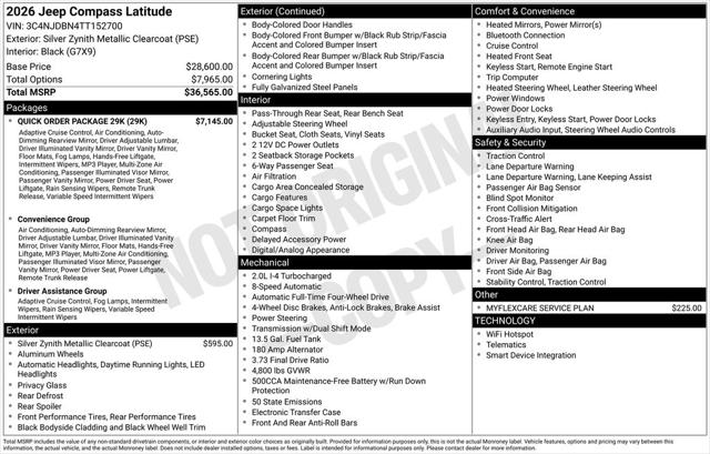 2026 Jeep Compass COMPASS LATITUDE ALTITUDE 4X4 2026 Jeep Compass COMPASS LATITUDE ALTITUDE 4X4