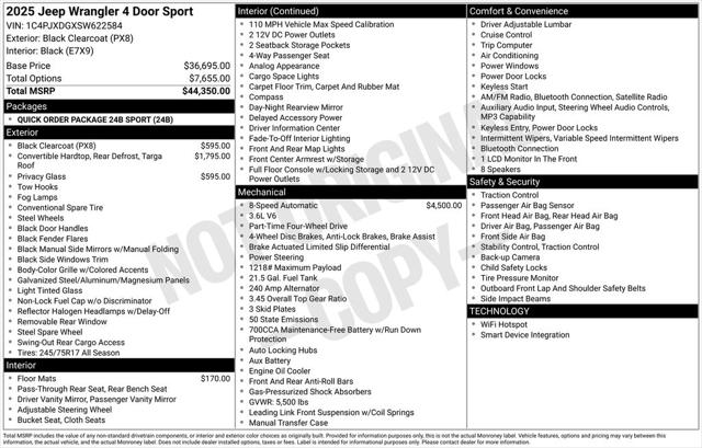 2025 Jeep Wrangler WRANGLER 4-DOOR SPORT