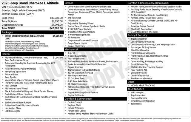 2025 Jeep Grand Cherokee GRAND CHEROKEE L ALTITUDE 4X2