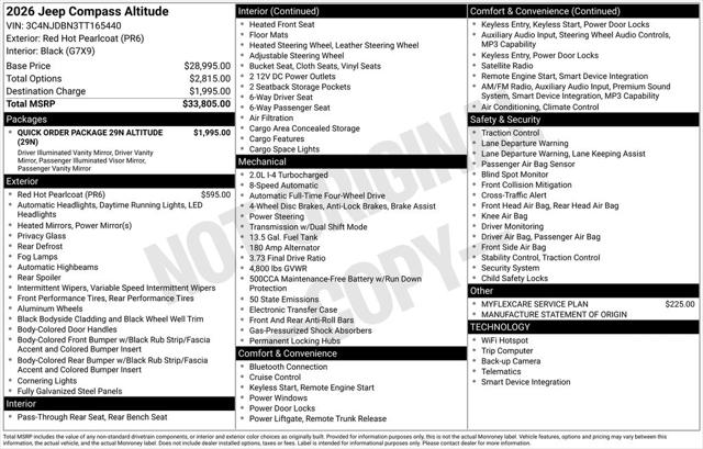2026 Jeep Compass COMPASS LATITUDE ALTITUDE 4X4 2026 Jeep Compass COMPASS LATITUDE ALTITUDE 4X4