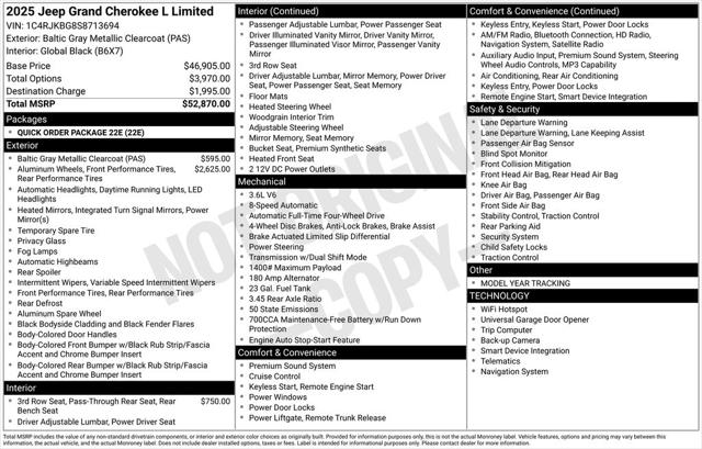 2025 Jeep Grand Cherokee GRAND CHEROKEE L LIMITED 4X4