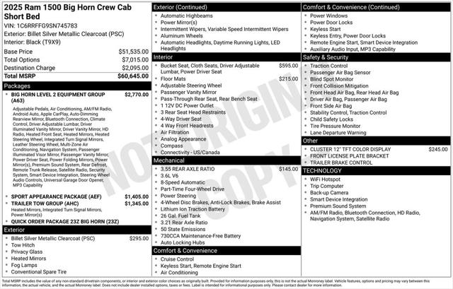2025 RAM Ram 1500 RAM 1500 BIG HORN CREW CAB 4X4 57 BOX 2025 RAM Ram 1500 RAM 1500 BIG HORN CREW CAB 4X4 57 BOX