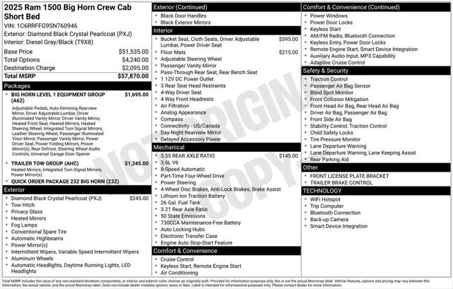 2025 RAM Ram 1500 RAM 1500 BIG HORN CREW CAB 4X4 57 BOX 2025 RAM Ram 1500 RAM 1500 BIG HORN CREW CAB 4X4 57 BOX