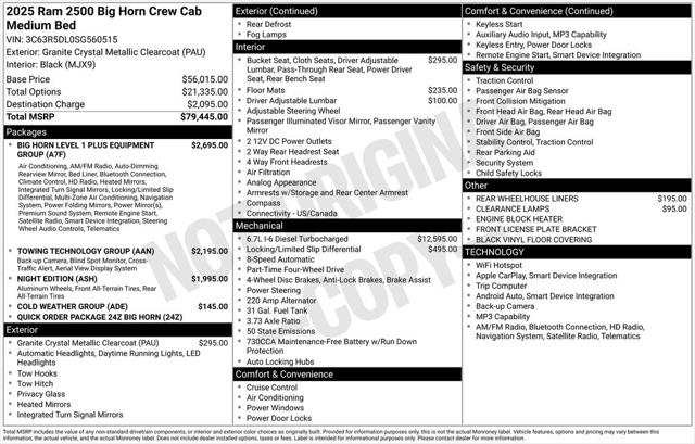 2025 RAM Ram 2500 RAM 2500 BIG HORN CREW CAB 4X4 64 BOX