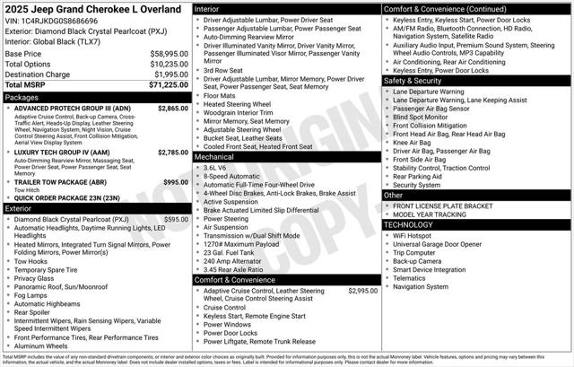 2025 Jeep Grand Cherokee GRAND CHEROKEE L OVERLAND 4X4