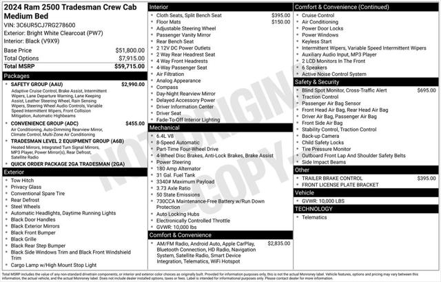 2024 RAM Ram 2500 RAM 2500 TRADESMAN CREW CAB 4X4 64 BOX 2024 RAM Ram 2500 RAM 2500 TRADESMAN CREW CAB 4X4 64 BOX