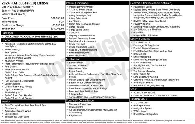 2024 Fiat FIAT 500e 500e INSPI(RED)