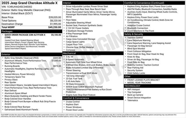 2025 Jeep Grand Cherokee GRAND CHEROKEE ALTITUDE X 4X4