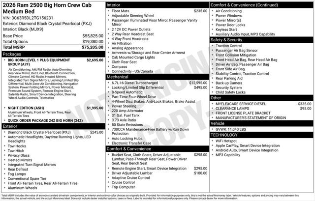 2026 RAM Ram 2500 RAM 2500 BIG HORN CREW CAB 4X4 64 BOX 2026 RAM Ram 2500 RAM 2500 BIG HORN CREW CAB 4X4 64 BOX