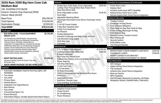 2026 RAM Ram 2500 RAM 2500 BIG HORN CREW CAB 4X4 64 BOX