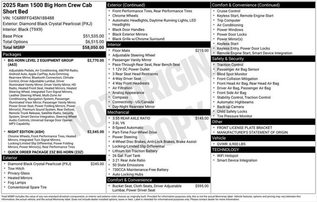 2025 RAM Ram 1500 RAM 1500 BIG HORN CREW CAB 4X4 57 BOX