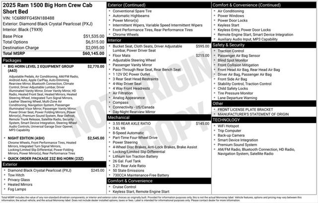 2025 RAM Ram 1500 RAM 1500 BIG HORN CREW CAB 4X4 57 BOX 2025 RAM Ram 1500 RAM 1500 BIG HORN CREW CAB 4X4 57 BOX