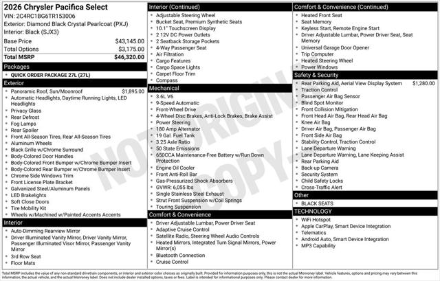 2026 Chrysler Pacifica PACIFICA SELECT 2026 Chrysler Pacifica PACIFICA SELECT