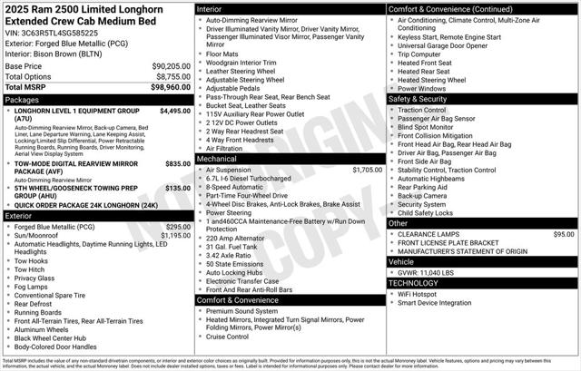 2025 RAM Ram 2500 RAM 2500 LIMITED LONGHORN MEGA CAB 4X4 64 BOX 2025 RAM Ram 2500 RAM 2500 LIMITED LONGHORN MEGA CAB 4X4 64 BOX