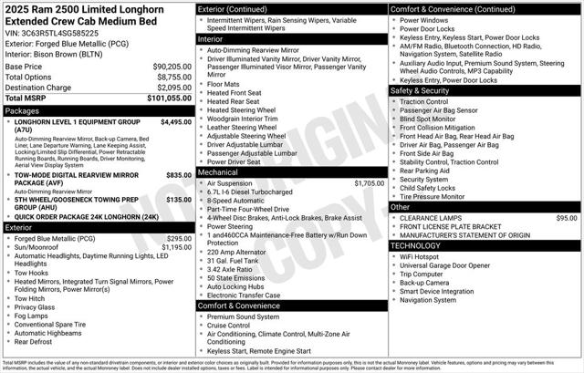 2025 RAM Ram 2500 RAM 2500 LIMITED LONGHORN MEGA CAB 4X4 64 BOX 2025 RAM Ram 2500 RAM 2500 LIMITED LONGHORN MEGA CAB 4X4 64 BOX