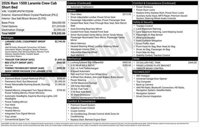 2026 RAM Ram 1500 RAM 1500 LARAMIE CREW CAB 4X4 57 BOX