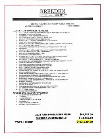 2024 RAM Ram ProMaster RAM PROMASTER 2500 SLT+ WINDOW VAN HIGH ROOF 159 WB 2024 RAM Ram ProMaster RAM PROMASTER 2500 SLT+ WINDOW VAN HIGH ROOF 159 WB