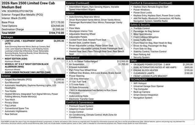 2026 RAM Ram 2500 RAM 2500 LIMITED CREW CAB 4X4 64 BOX 2026 RAM Ram 2500 RAM 2500 LIMITED CREW CAB 4X4 64 BOX