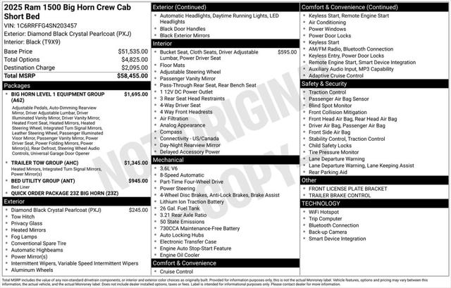 2025 RAM Ram 1500 RAM 1500 BIG HORN CREW CAB 4X4 57 BOX