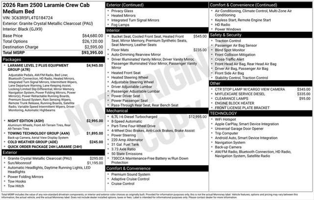 2026 RAM Ram 2500 RAM 2500 LARAMIE CREW CAB 4X4 64 BOX 2026 RAM Ram 2500 RAM 2500 LARAMIE CREW CAB 4X4 64 BOX
