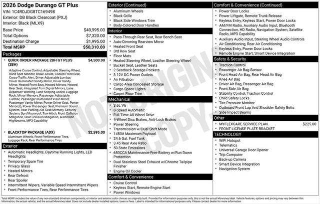 2026 Dodge Durango DURANGO GT PLUS AWD