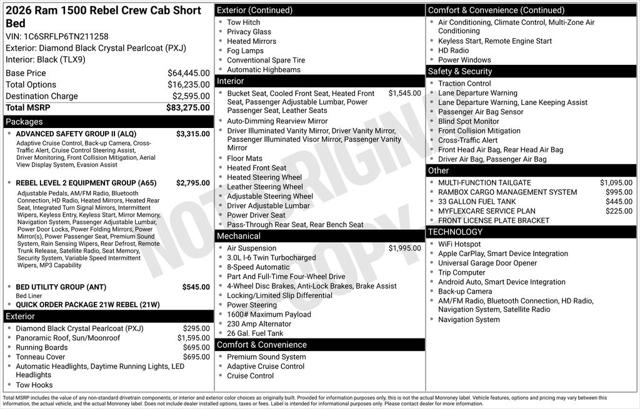 2026 RAM Ram 1500 RAM 1500 REBEL CREW CAB 4X4 57 BOX 2026 RAM Ram 1500 RAM 1500 REBEL CREW CAB 4X4 57 BOX