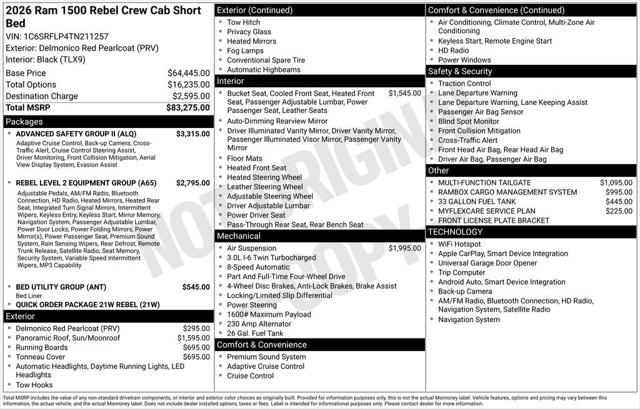 2026 RAM Ram 1500 RAM 1500 REBEL CREW CAB 4X4 57 BOX