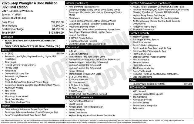 2025 Jeep Wrangler WRANGLER 4-DOOR RUBICON 392 2025 Jeep Wrangler WRANGLER 4-DOOR RUBICON 392