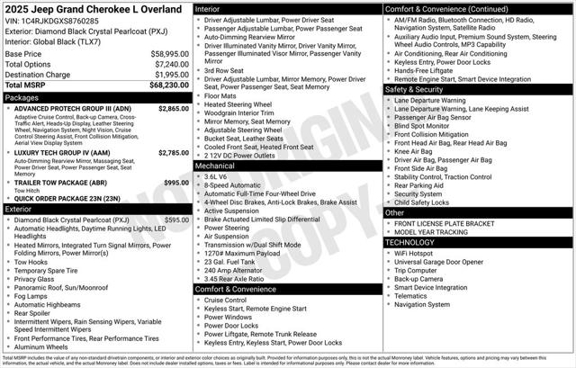2025 Jeep Grand Cherokee GRAND CHEROKEE L OVERLAND 4X4 2025 Jeep Grand Cherokee GRAND CHEROKEE L OVERLAND 4X4