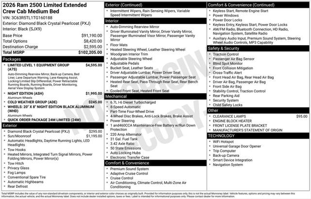 2026 RAM Ram 2500 RAM 2500 LIMITED MEGA CAB 4X4 64 BOX
