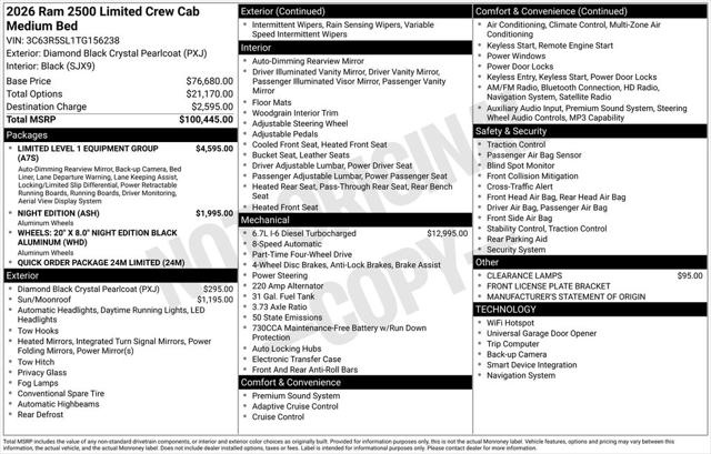 2026 RAM Ram 2500 RAM 2500 LIMITED CREW CAB 4X4 64 BOX 2026 RAM Ram 2500 RAM 2500 LIMITED CREW CAB 4X4 64 BOX
