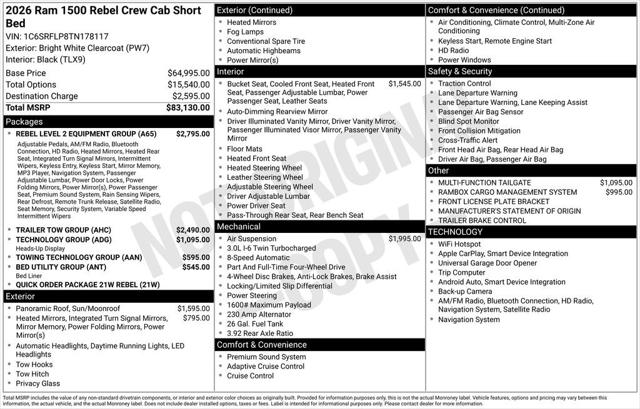 2026 RAM Ram 1500 RAM 1500 REBEL CREW CAB 4X4 57 BOX