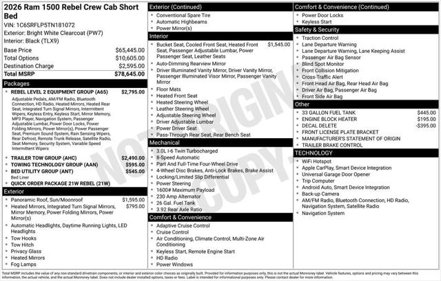 2026 RAM Ram 1500 RAM 1500 REBEL CREW CAB 4X4 57 BOX 2026 RAM Ram 1500 RAM 1500 REBEL CREW CAB 4X4 57 BOX