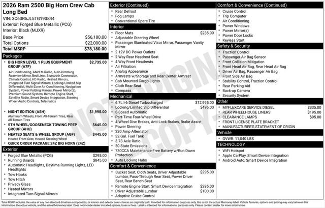 2026 RAM Ram 2500 RAM 2500 BIG HORN CREW CAB 4X4 8 BOX 2026 RAM Ram 2500 RAM 2500 BIG HORN CREW CAB 4X4 8 BOX