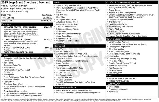 2025 Jeep Grand Cherokee GRAND CHEROKEE L OVERLAND 4X4