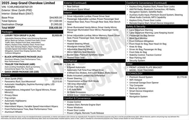 2025 Jeep Grand Cherokee GRAND CHEROKEE LIMITED 4X4 2025 Jeep Grand Cherokee GRAND CHEROKEE LIMITED 4X4