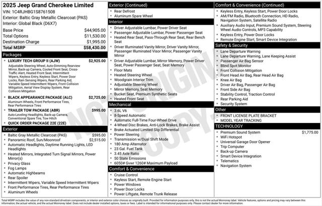 2025 Jeep Grand Cherokee GRAND CHEROKEE LIMITED 4X4 2025 Jeep Grand Cherokee GRAND CHEROKEE LIMITED 4X4