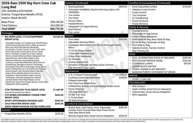 2026 RAM Ram 2500 RAM 2500 BIG HORN CREW CAB 4X4 8 BOX