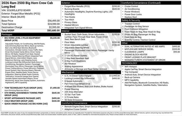 2026 RAM Ram 2500 RAM 2500 BIG HORN CREW CAB 4X4 8 BOX