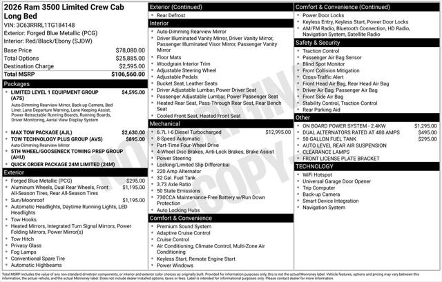 2026 RAM Ram 3500 RAM 3500 LIMITED CREW CAB 4X4 8 BOX 2026 RAM Ram 3500 RAM 3500 LIMITED CREW CAB 4X4 8 BOX