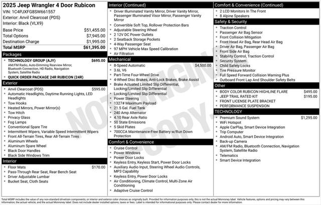 2025 Jeep Wrangler WRANGLER 4-DOOR RUBICON 2025 Jeep Wrangler WRANGLER 4-DOOR RUBICON