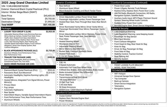 2025 Jeep Grand Cherokee GRAND CHEROKEE LIMITED 4X4 2025 Jeep Grand Cherokee GRAND CHEROKEE LIMITED 4X4