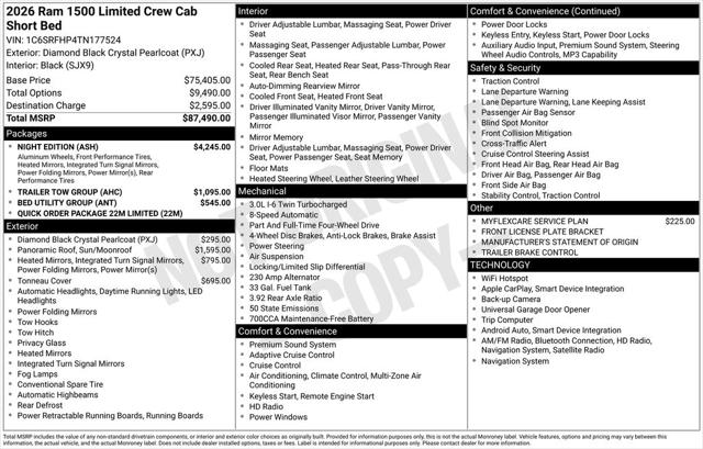 2026 RAM Ram 1500 RAM 1500 LIMITED CREW CAB 4X4 57 BOX