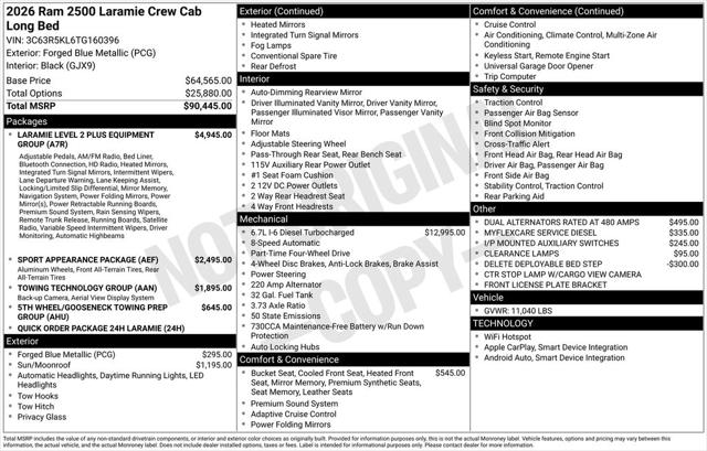 2026 RAM Ram 2500 RAM 2500 LARAMIE CREW CAB 4X4 8 BOX 2026 RAM Ram 2500 RAM 2500 LARAMIE CREW CAB 4X4 8 BOX