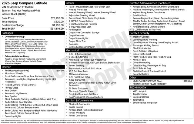 2026 Jeep Compass COMPASS LATITUDE ALTITUDE 4X4 2026 Jeep Compass COMPASS LATITUDE ALTITUDE 4X4