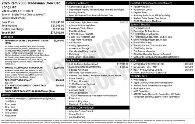 2026 RAM Ram 2500 RAM 2500 TRADESMAN CREW CAB 4X4 8 BOX 2026 RAM Ram 2500 RAM 2500 TRADESMAN CREW CAB 4X4 8 BOX