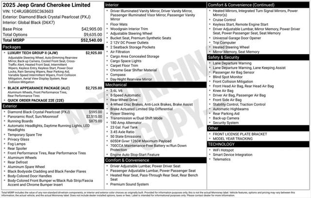 2025 Jeep Grand Cherokee GRAND CHEROKEE LIMITED 4X2