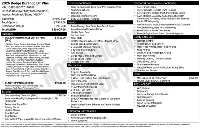 2026 Dodge Durango DURANGO GT PLUS AWD